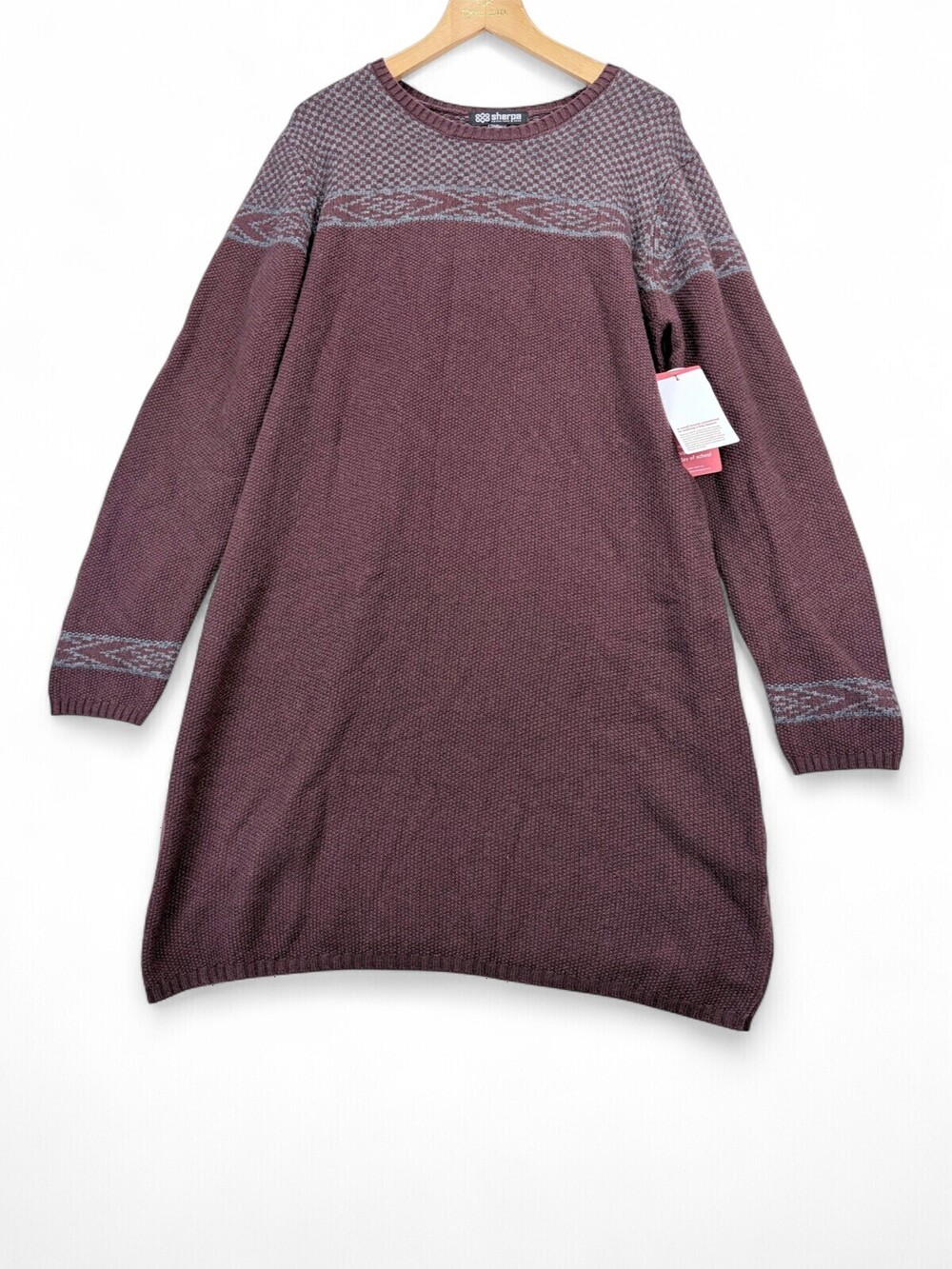 Sherpa Sweater Dress Women's XL Reddish Brown Knit NWT